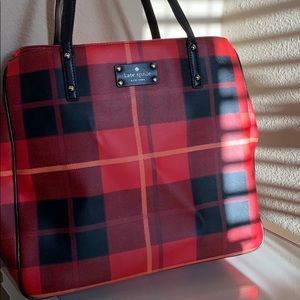 ❤️Kate Spade Red Tartan Plaid Tote🖤
